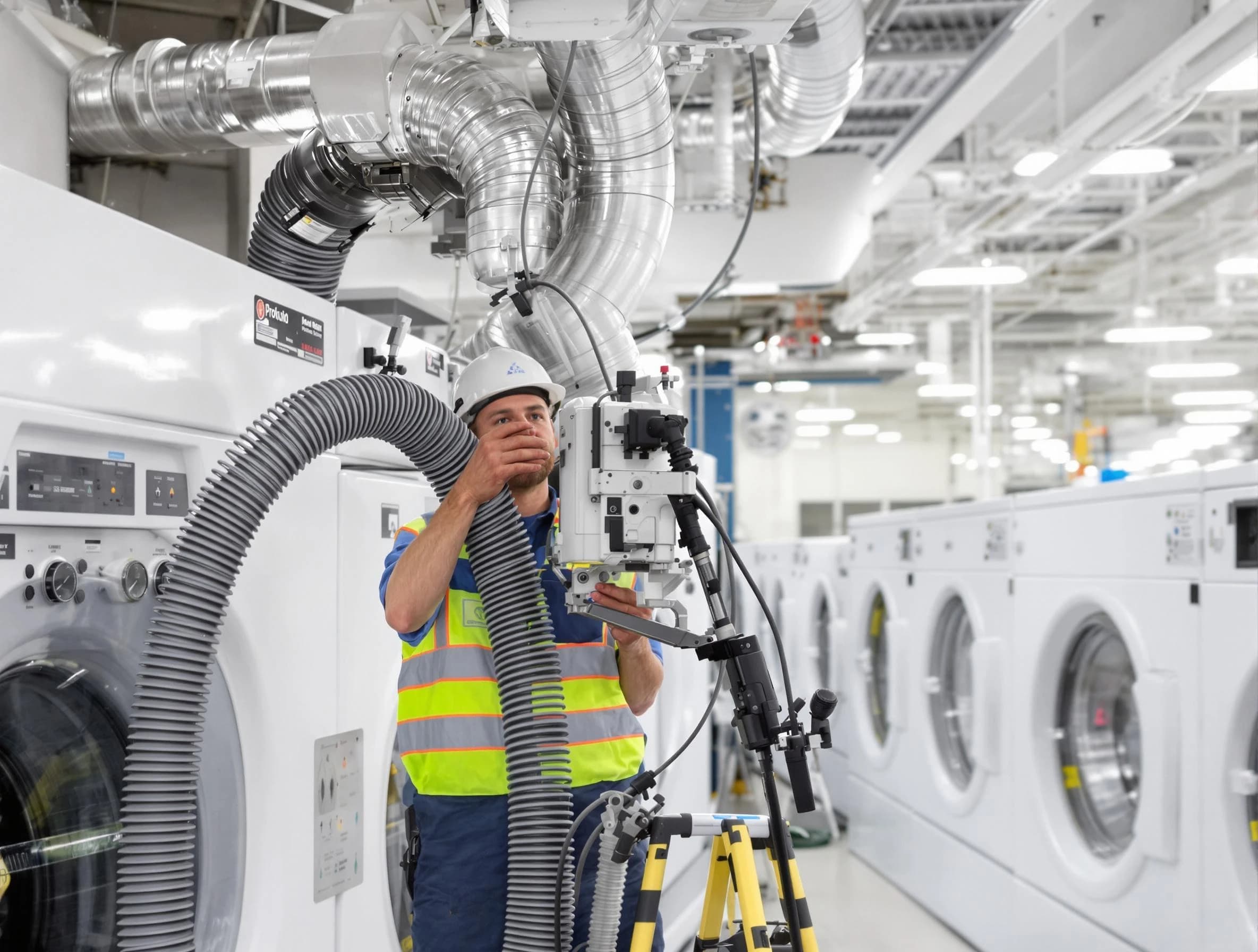 Sherrelwood Dryer Vent Cleaning team performing commercial-grade dryer vent cleaning at a business facility in Sherrelwood