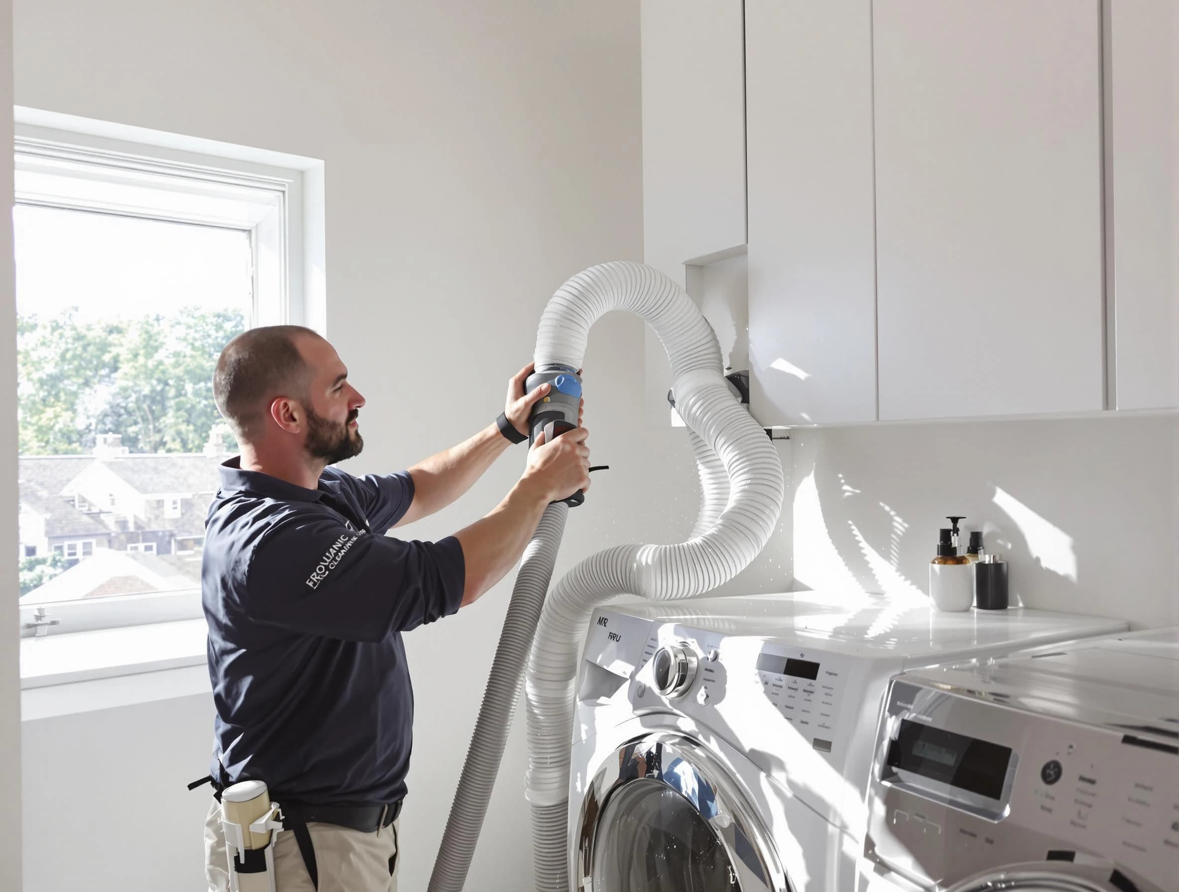 Certified Sherrelwood Dryer Vent Cleaning technician performing dryer vent cleaning in Sherrelwood