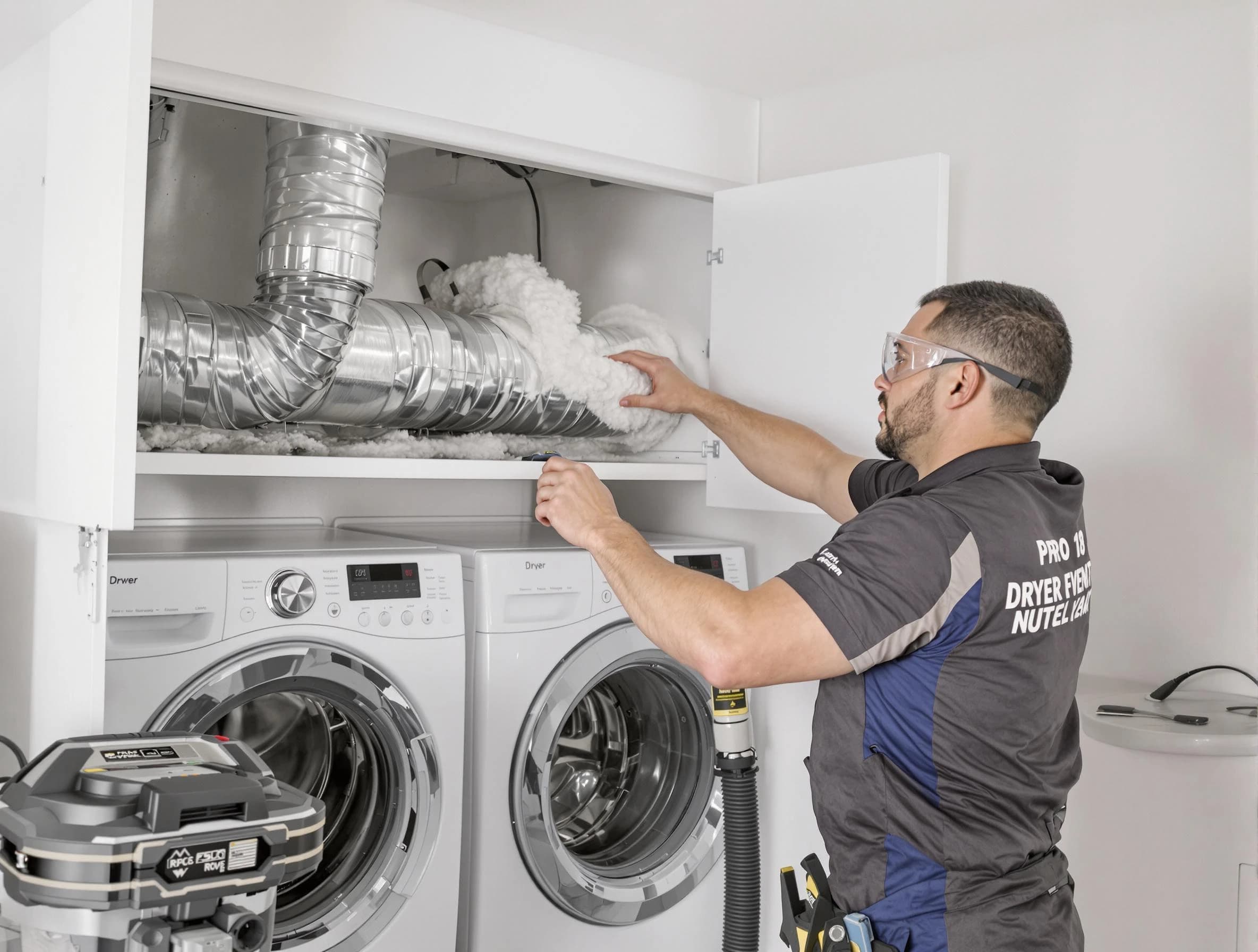 Sherrelwood Dryer Vent Cleaning certified technician performing specialized gas dryer vent cleaning in Sherrelwood