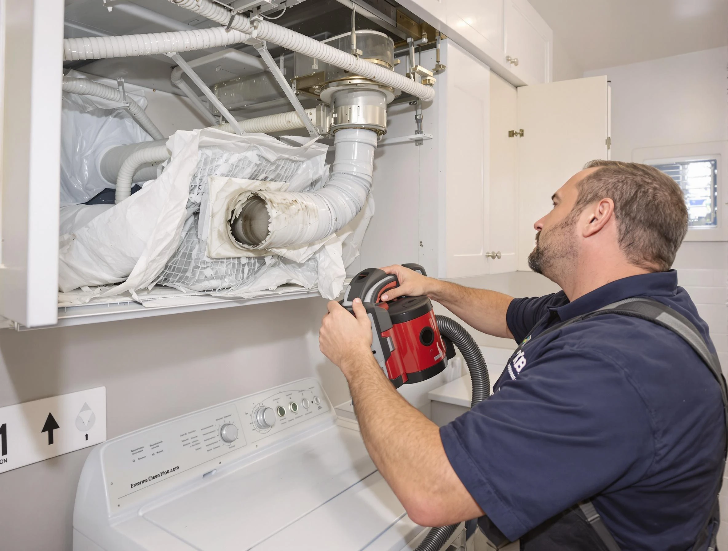 Sherrelwood Dryer Vent Cleaning technician performing professional exhaust vent cleaning at a residential property in Sherrelwood